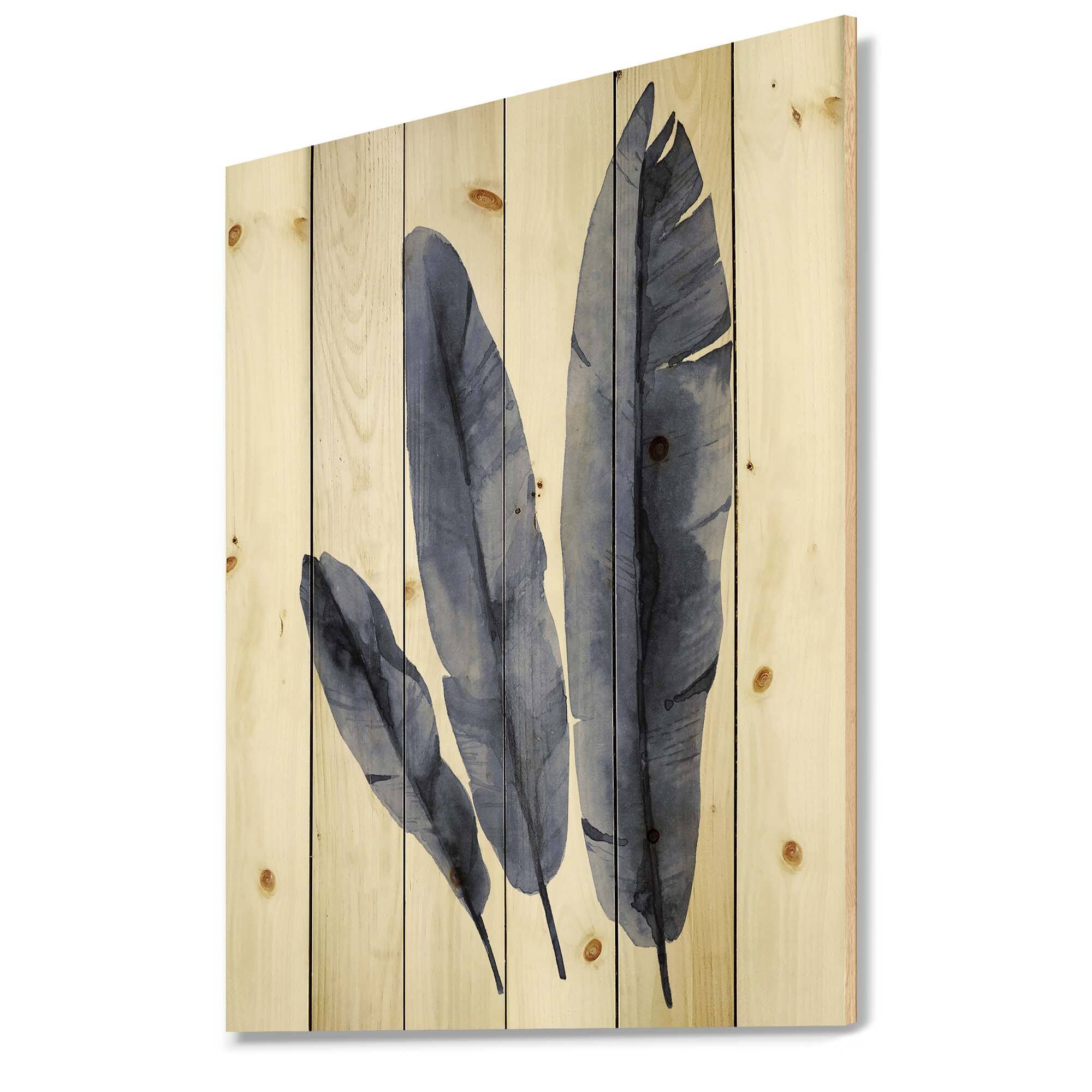 Designart - Navy Blue Tropical Banana Leaves